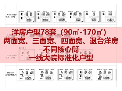 78套 洋房各面积段户型 大院标准化产品  施工图