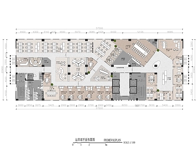 1200㎡现代 办公室 总部平面图 施工图