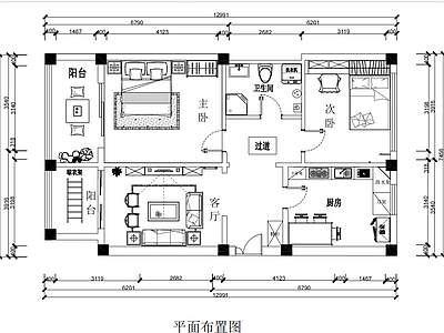 室内居住空间设计 施工图 平层