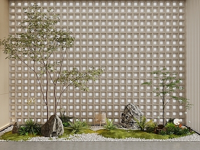 现代景观造景 小品 小品 室内 树 植物堆