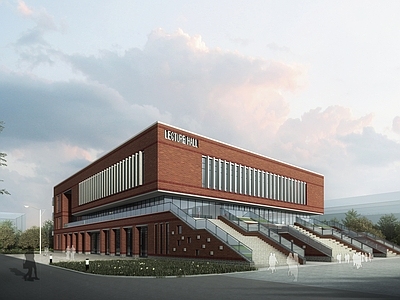 现代展览馆建筑 食堂 多功能厅