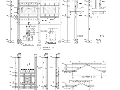 仿古建筑 牌坊 施工图