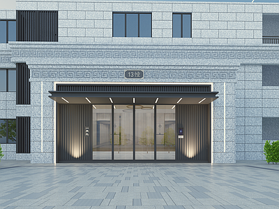 新中式建筑入户门