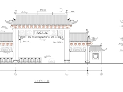 新中式大门图纸 施工图