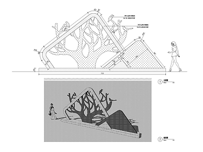 绿水青山雕塑效果图 施工图