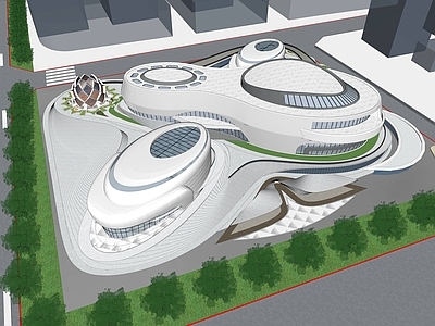 现代异型展览馆建筑 博物馆