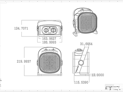 工业取暖器线稿图设计 施工图