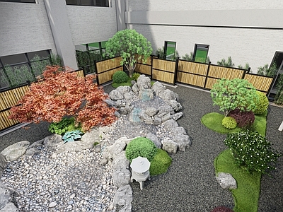 现代旱溪屋顶花园景观