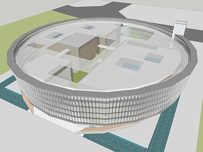 现代圆形城市展览馆建筑 展厅 活动中心