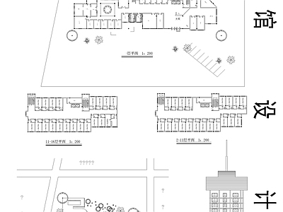 16层简单的旅馆建筑方案设计 施工图