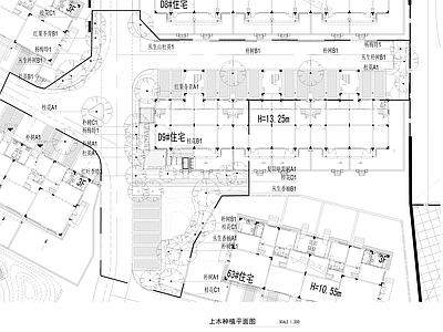 景观植物平面布置图 施工图 居住区景观