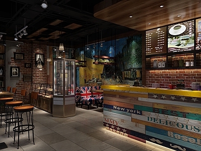 工业复古风咖啡店 单层 收银