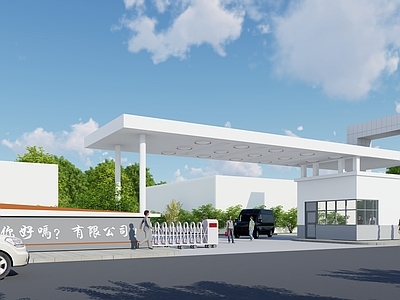 现代产业园区入口大门 工厂大 办公入口
