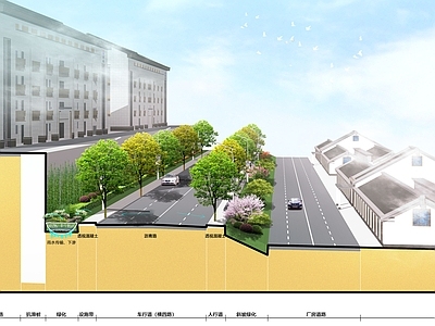 现代道路横断面剖面图