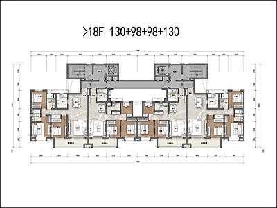 高层130及98平户型平面 施工图 平层