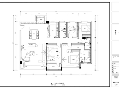 200㎡轻奢风格平面方 施工图 平层