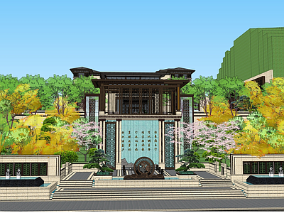 新中式风格开化中梁浮生山庄景观CA 施工图 居住区景观