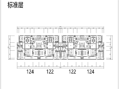 120南北通二类高层建筑平面图 施工图