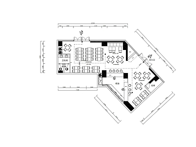 150平异形酒馆请吧平面布置设计图 施工图