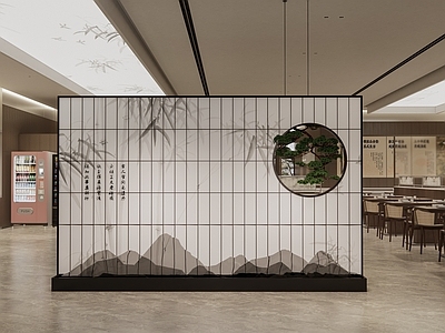 新中式面馆 餐桌椅组合 端景 厨具