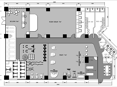 400㎡健身工作室平面布置图 施工图