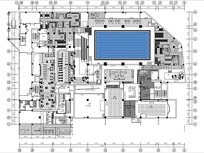 3500㎡游泳健身会所平面布置图 施工图