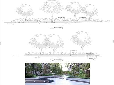 小区主入口轴线景观详图 施工图 居住区景观