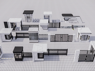 现代岗亭 保安亭 道闸 摆闸 小区入口 门禁机 伸缩门 铁艺门 起落杆