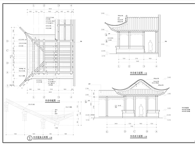古建半亭带结构 施工图
