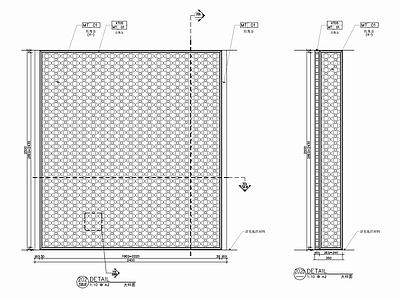 玫瑰金镂空屏风隔断施工详图 施工图 家具节点详图