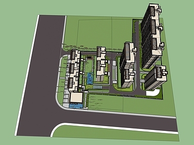 现代小区建筑 住宅地产