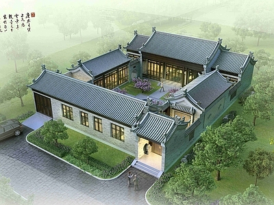 中式合院图纸和效果图 施工图