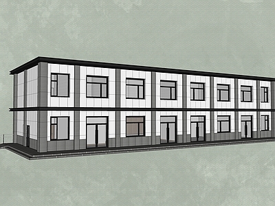 现代二层沿街商业建筑