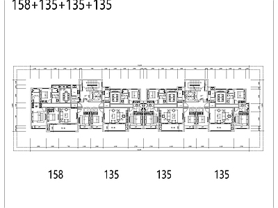 158 135南北通洋房建筑平面 施工图