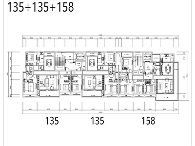 160一梯一户角厅洋房拼135户型 施工图