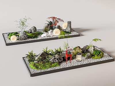 现代庭院小品 室内景观造景 植物组合 植物堆 微景观