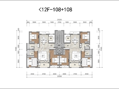 洋房108平户型平面 施工图