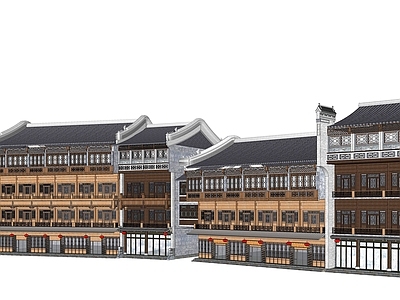 中式商业多层 仿古建筑