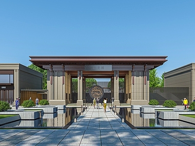 新中式入口大门 小区入口