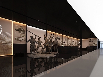 现代革命纪念馆 革命战士雕塑 展示台