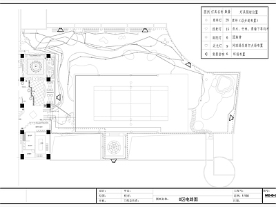 园林庭院平面布灯图 施工图