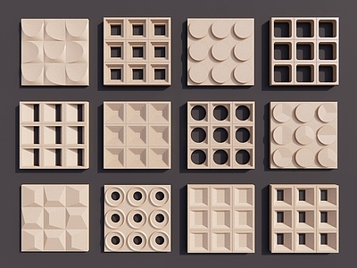 现代咖啡棕pu构件预制砖墙 镂空转 水泥镂空 空心 水泥