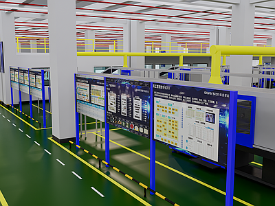 现代工业厂房 电子车间 生产车间 设备