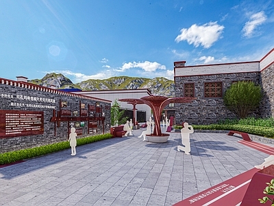 新中式乡村广场 莲花雕塑景观座椅 休息廊架