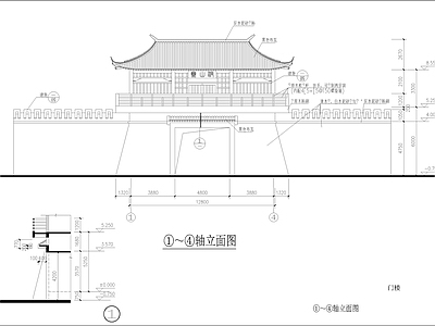 两层的山门建施图 施工图