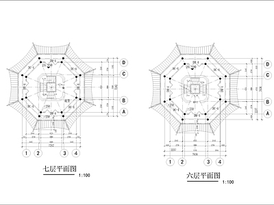 七层仿古佛塔建 施工图