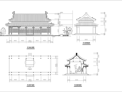 寺庙天王殿平立剖 施工图