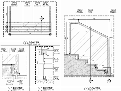 石材梯步实木扶手玻璃栏杆施工详图 施工图