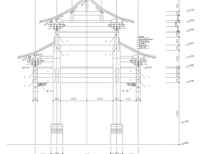 大型双排八柱牌楼建筑 施工图