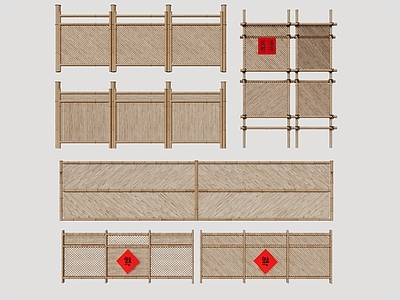 新中式栏杆 篱笆 围栏 木栅栏 竹栏